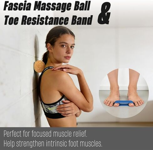 2026 NEW Balance Board Cork Half Roller Kit | Foot Balance Trainer & Ankle Strengthener for Stretch Massage Fascia Release | Cork Massage Ball Roller Resistance Bands | Portable Balance Training Set for Home Gym in Kuwait