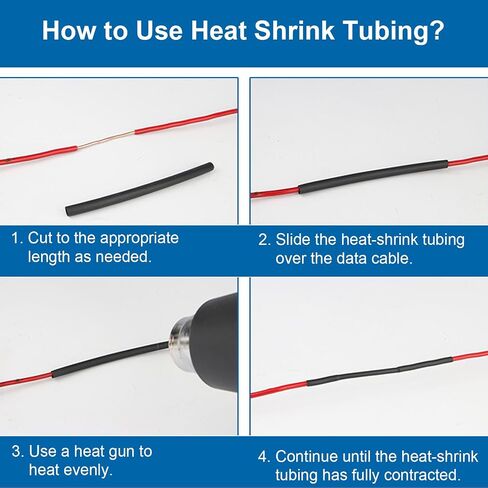 11-Size Heat Shrink Tubing Roll Kit 69 Ft Total,4:1 Adhesive-Lined Waterproof Wire Shrink Tubing, Marine Grade, Electrical Insulation and Wear Resistant for Wires, DIY, Home & Industrial Use (Black) in Kuwait