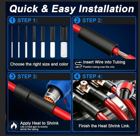 ROADPLUM 5:1 Heat Shrink Tubing Kit,650 PCS Adhesive Lined, Clear Black Wire Shrink Wrap Tubing,7 Size 3/32"-3/4" Industrial Dual Wall Heat Shrink Tube,Waterproof Heatshrink Tubes in Kuwait