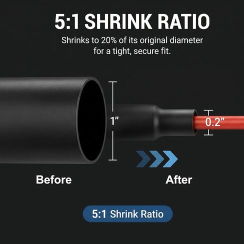 Heat Shrink Tubing Kit 5:1 Adhesive Lined Waterproof Marine Grade Assortment 7 Sizes Dual Wall Heat Shrink Tube for Wire Cable Electrical Insulation Outdoor Use in Kuwait