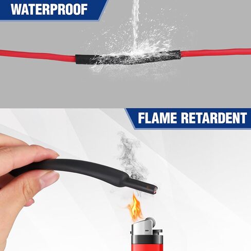WORKPRO 100 FT 3/8" Heat Shrink Tubing, 3:1 Ratio Dual Wall Adhesive Lined Heat Wire Shrink Wrap Tubing, Industrial and Marine Grade Shrinking Cable Tube, Flame Retardant and Waterproof, Black in Kuwait