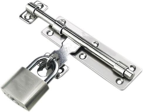 Door Lock,Gate Bolt Stainless,Slide,2 Pack Barrel, Heavy Duty Latch with Screws and Padlock, Thickened Steel Sliding for in Kuwait