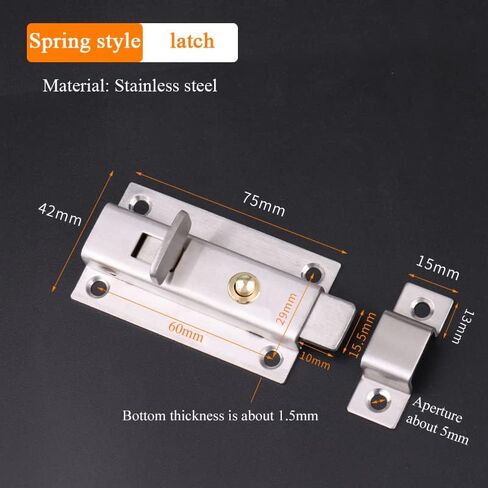 Door Lock,Gate Bolt Stainless,Slide, Steel Thickened Spring, Barrel with Button, Suitable for Home,Hotel and Most Room Doors, Latch in Kuwait