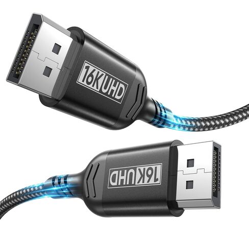 1.5FT Displayport to Displayport 2.1 Cable, 80Gbps High Performance Passthrough, 16K@60HZ/8K@120HZ/4K@240HZ Fiber Optic Display-port Cable, DP to DP Cord Compatible for G-Sync Gaming Monitor RTX 5090 in Saudi Arabia