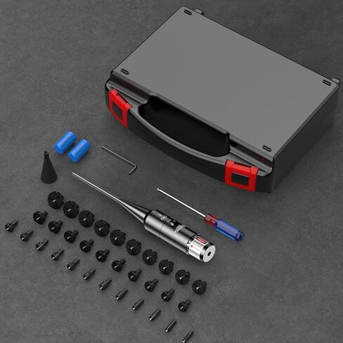 Bore Sight Kit with 32 Adapters Red/Green Laser Bore Sighter fit 0.17 to 12GA Calibers with Button Switch,Powerful Hunting Equipment,Hunting Laser Tool in Kuwait