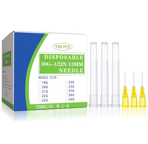 34G 5/32" 4mm Needles Luer Lock Disposable Dispensing Accessories, 100 Pack | 34 Gauge Luer Slip Tips Needle with Cap for Measuring Refilling Liquid Ink Glue Oil, Applicator, Sterile, Individual Package in Saudi Arabia