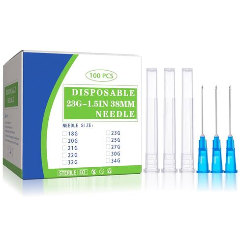 34G 5/32" 4mm Needles Luer Lock Disposable Dispensing Accessories, 100 Pack | 34 Gauge Luer Slip Tips Needle with Cap for Measuring Refilling Liquid Ink Glue Oil, Applicator, Sterile, Individual Package in Saudi Arabia