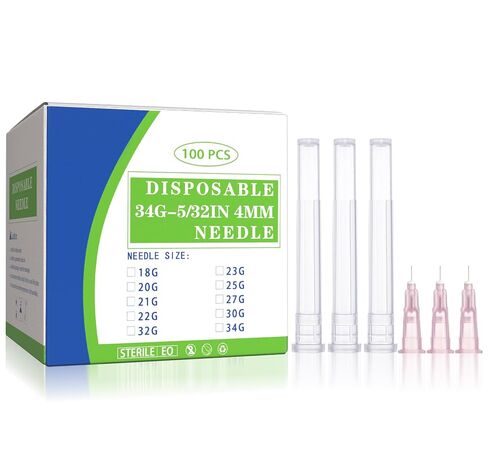 34G 5/32" 4mm Needles Luer Lock Disposable Dispensing Accessories, 100 Pack | 34 Gauge Luer Slip Tips Needle with Cap for Measuring Refilling Liquid Ink Glue Oil, Applicator, Sterile, Individual Package in Saudi Arabia