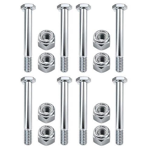 8-Set Caster Wheel Bolts and Nuts,5/16"-18x2-8/25,Carbon Steel Galvanized, hex Head Screw with 1/2" Lock Keyway, Replacement Hardware for Handcarts, Dollies and Utility Carts. in Kuwait
