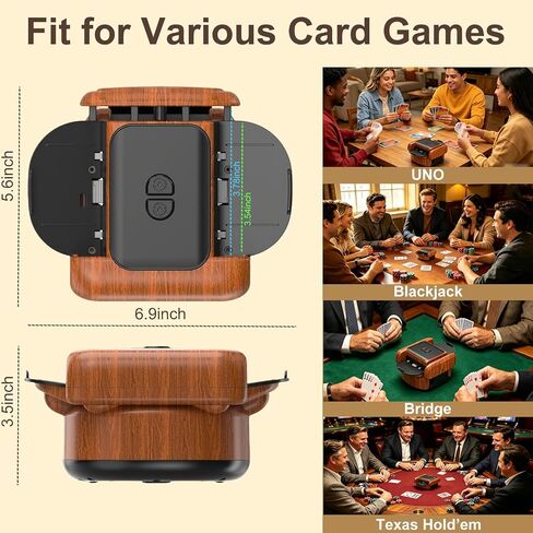 Automatic Card Shuffler for 1-2 Decks, Rechargeable Card Shuffle Machine with Dual Modes, Low Noise Playing Card Shuffler for Poker, UNO, Blackjack, Bridge, Flip 7, Phase 10 & More Card Game in Kuwait