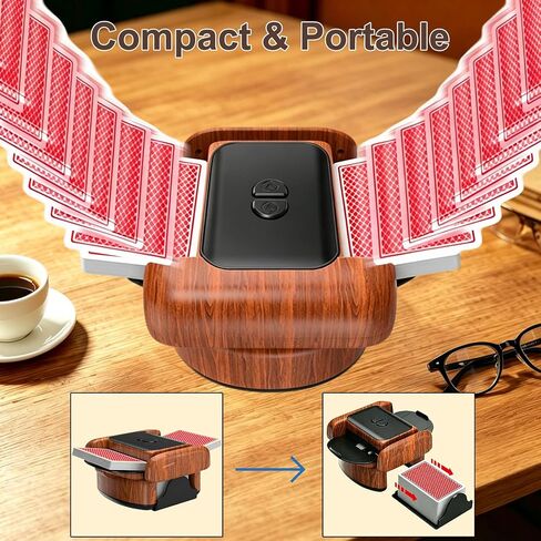 Automatic Card Shuffler for 1-2 Decks, Rechargeable Card Shuffle Machine with Dual Modes, Low Noise Playing Card Shuffler for Poker, UNO, Blackjack, Bridge, Flip 7, Phase 10 & More Card Game in Kuwait