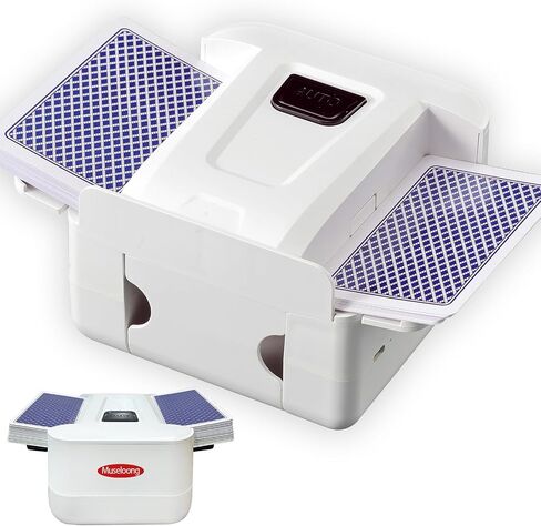 Portable Rechargeable Automatic Card shuffler, one-Button Silent Operation, Compatible with Various Card Games, for Poker, UNO, Phase 10, Ideal for Family Parties and Camping (White) in Kuwait