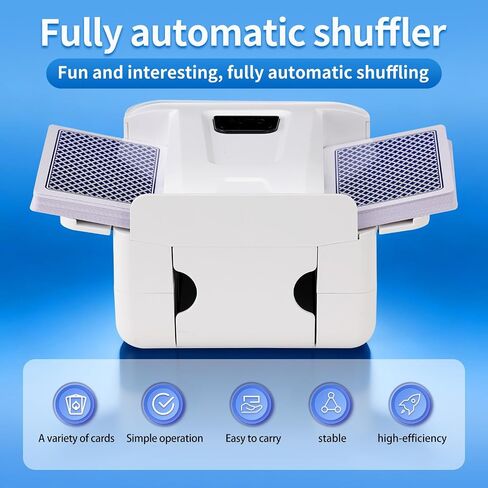 Portable Rechargeable Automatic Card shuffler, one-Button Silent Operation, Compatible with Various Card Games, for Poker, UNO, Phase 10, Ideal for Family Parties and Camping (White) in Kuwait