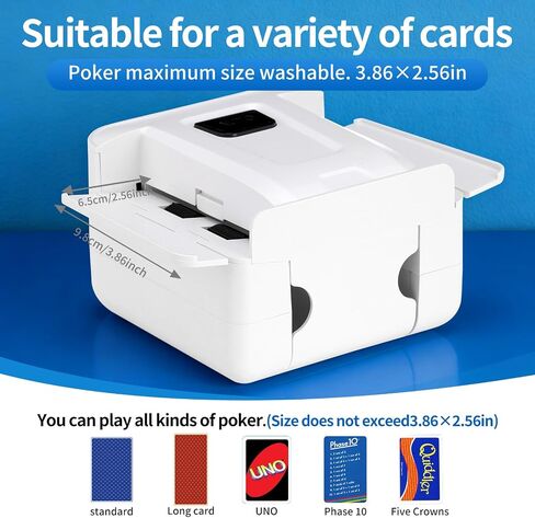 Portable Rechargeable Automatic Card shuffler, one-Button Silent Operation, Compatible with Various Card Games, for Poker, UNO, Phase 10, Ideal for Family Parties and Camping (White) in Kuwait