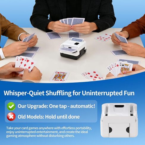 Portable Rechargeable Automatic Card shuffler, one-Button Silent Operation, Compatible with Various Card Games, for Poker, UNO, Phase 10, Ideal for Family Parties and Camping (White) in Kuwait