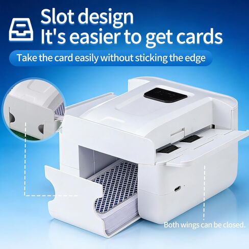 Portable Rechargeable Automatic Card shuffler, one-Button Silent Operation, Compatible with Various Card Games, for Poker, UNO, Phase 10, Ideal for Family Parties and Camping (White) in Kuwait