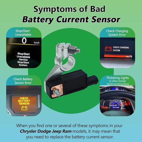 Battery Current Sensor 68318616AC Battery Temperature Sensor Compatible with Chrysler Pacifica Voyager Dodge Durango Jeep Compass Grand Cherokee Ram 1500/2500/3500 Replaces # 56029778AB in Kuwait