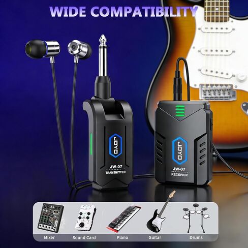 JOYO Wireless in Ear Monitor System Upgraded 2.4G Mono Rechargeable IEM Transmitter Clip on Receiver Auto Pairing for Singer Practice Rehearsal and Small Live Use (JW-07 New Version) in Kuwait