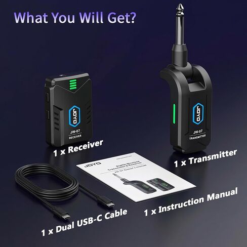 JOYO Wireless in Ear Monitor System Upgraded 2.4G Mono Rechargeable IEM Transmitter Clip on Receiver Auto Pairing for Singer Practice Rehearsal and Small Live Use (JW-07 New Version) in Kuwait