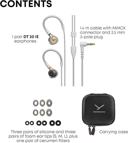 beyerdynamic DT 30 IE Professional in-Ear Monitors with Ergonomic Fit | Wired IEM for Musicians with 39 dB Passive Noise Isolation | Includes MMCX Detachable Cable | IP54 Water and Dust-Resistant in Kuwait