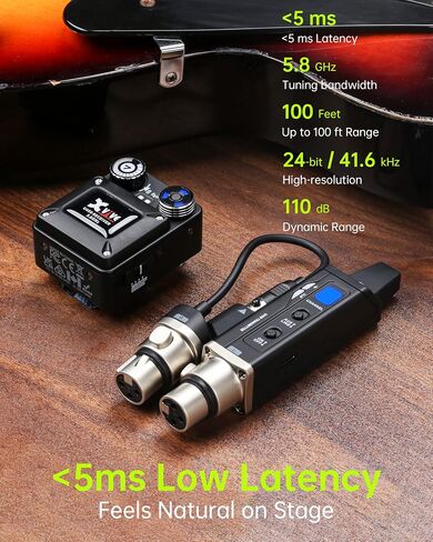 Xvive U45D True Stereo Wireless in-Ear Monitor System, 4 Monitoring Modes Stereo/L/R/Mix, 5.8GHz IEM for Musicians, Bands, Worship Teams, Dual XLR Inputs, Less Than 5ms Latency in Kuwait