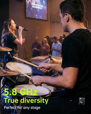 Xvive U45D True Stereo Wireless in-Ear Monitor System, 4 Monitoring Modes Stereo/L/R/Mix, 5.8GHz IEM for Musicians, Bands, Worship Teams, Dual XLR Inputs, Less Than 5ms Latency in Kuwait