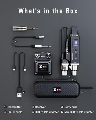 Xvive U45D True Stereo Wireless in-Ear Monitor System, 4 Monitoring Modes Stereo/L/R/Mix, 5.8GHz IEM for Musicians, Bands, Worship Teams, Dual XLR Inputs, Less Than 5ms Latency in Kuwait