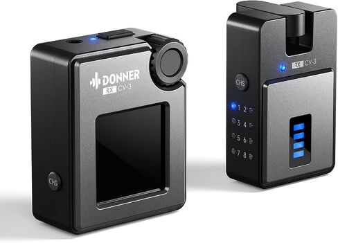 Donner Wireless in Ear Monitor System, Stereo IEM System with Transmitter, Beltpack Color Screen Receiver, 2.4G IEM Wireless for Band Rehearsal, Live Performance, Studio, CV-3 in Kuwait