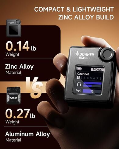 Donner Wireless in Ear Monitor System, Stereo IEM System with Transmitter, Beltpack Color Screen Receiver, 2.4G IEM Wireless for Band Rehearsal, Live Performance, Studio, CV-3 in Kuwait