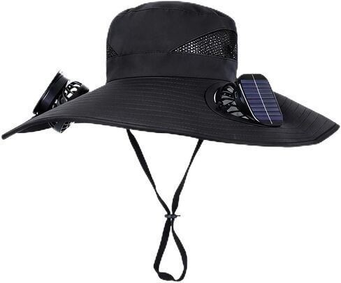 zengxiaoyun Hat with Fan,Solar Fan Hat, Hat with Fans Solar Power for Men Women, Solar & USB Charging Sombrero Black in Kuwait