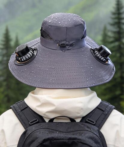 zengxiaoyun Hat with Fan,Solar Fan Hat, Hat with Fans Solar Power for Men Women, Solar & USB Charging Sombrero Black in Kuwait