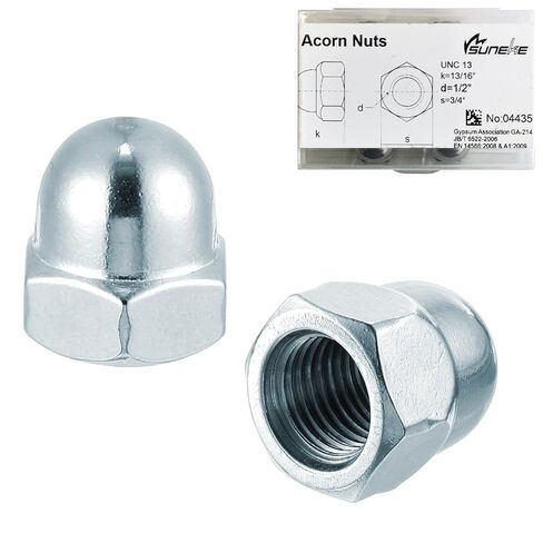 1/4-20 UNC Acorn Nuts, Zinc Plated Steel Hex Cap Dome Head Nuts, Silver Bright Finish,50PCS for Indoor & Outdoor Hardware Use in Kuwait