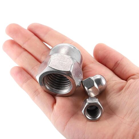 1/4-20 UNC Acorn Nuts, Zinc Plated Steel Hex Cap Dome Head Nuts, Silver Bright Finish,50PCS for Indoor & Outdoor Hardware Use in Kuwait