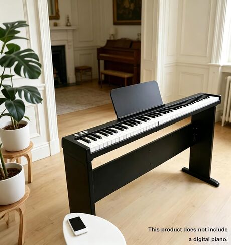 Universal Wooden Piano Stand for Digital Pianos, Adjustable Width Digital Piano Desk, Keyboard Stand Compatible for 76/88 Keys Piano, Black in Saudi Arabia