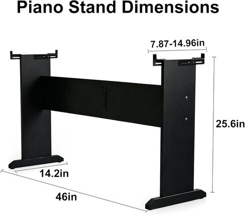 Universal Wooden Piano Stand for Digital Pianos, Adjustable Width Digital Piano Desk, Keyboard Stand Compatible for 76/88 Keys Piano, Black in Saudi Arabia