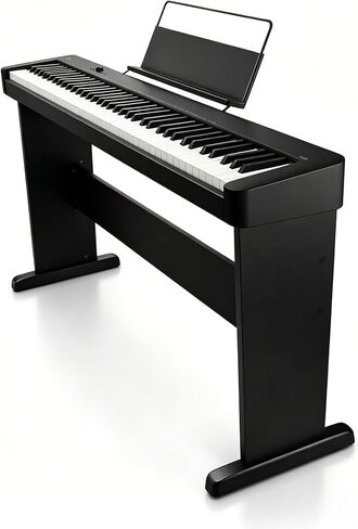 Universal Wooden Piano Stand for Digital Pianos, Adjustable Width Digital Piano Desk, Keyboard Stand Compatible for 76/88 Keys Piano, Black in Saudi Arabia