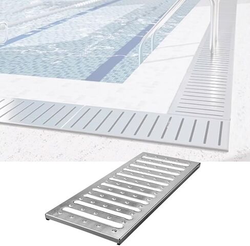 Stainless Steel Drain Grate Cover - 15x35 cm Channel Drain for Rainwater, Sewer & Garden - Durable Anti-Corrosion Trench Grate for Indoor/Outdoor Easy Installation in Saudi Arabia