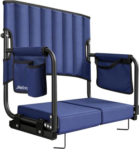 Stadium Seats with Back Support 550LB, 19" Higher Back Bleacher Seat for Adults Big Users, Extra-Wide & 30D High-Density Cushion, Easy-Fold Protable Stadium Chair for Football Sports Events in Kuwait