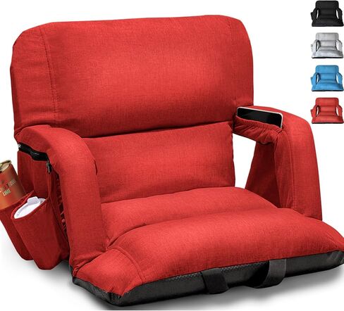 yeyeeyyee Wide Stadium Seats with Back Support, Exclusive Sofa Style Design Extra Thick Bleacher Chairs with Back and Cushion, 6 Reclining Positions - Ultimate Comfort for Sports Events (Black, 25") in Kuwait