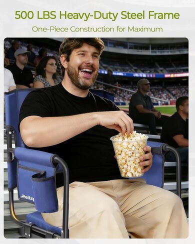 Stadium Seats with Back Support 550LB, 19" Higher Back Bleacher Seat for Adults Big Users, Extra-Wide & 30D High-Density Cushion, Easy-Fold Protable Stadium Chair for Football Sports Events in Kuwait