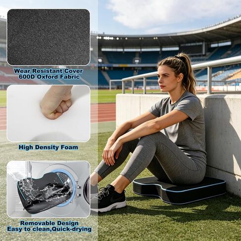MYDAYS Stadium Seat Cushions for Bleachers 2 Pack with 2.8" Extra Thick High-Density Memory Foam, Portable Comfortable Outdoor Chair Pads for Sporting Events, Travel, Camping (Black) (Black) in Kuwait