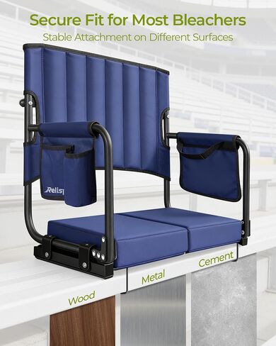 Stadium Seats with Back Support 550LB, 19" Higher Back Bleacher Seat for Adults Big Users, Extra-Wide & 30D High-Density Cushion, Easy-Fold Protable Stadium Chair for Football Sports Events in Kuwait