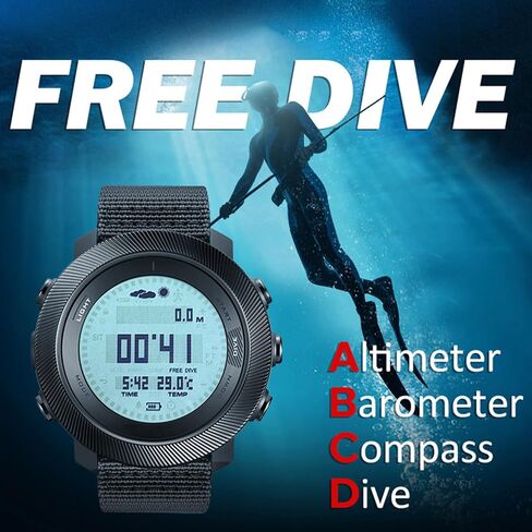 Diyeeni Scuba Diving Computer Watch, 100M Water Proof Swimming Sport Wristwatch, Professional Watches with Compass Altimeter Barometer Stopwatch Alarm for Swimmers Divers Sailing Surf Hiking in Kuwait
