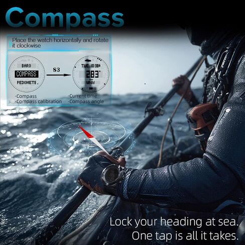 Diyeeni Scuba Diving Computer Watch, 100M Water Proof Swimming Sport Wristwatch, Professional Watches with Compass Altimeter Barometer Stopwatch Alarm for Swimmers Divers Sailing Surf Hiking in Kuwait