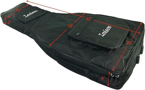 Zenison DOUBLE NECK Electric Guitar PADDED GIG BAG Shoulder Straps 42" Black in Kuwait