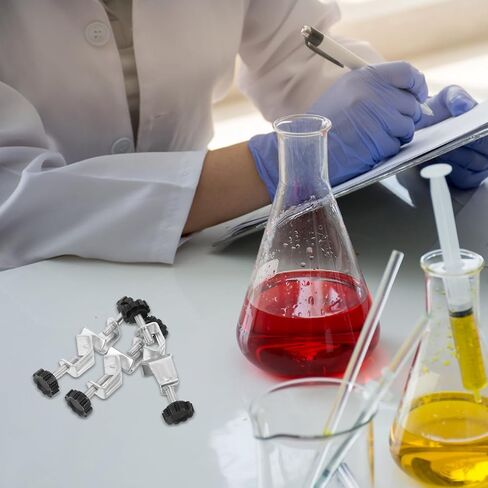 Mobestech 3 قطع حامل مشبك قضيب مختبر قابل للتعديل مع حامل حديد متقاطع، مشبك دعم مختبر مزدوج اللولب لمعدات الكيمياء والأدوات العلمية in Kuwait