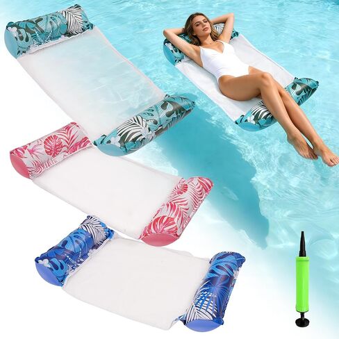 4 Pack Upgrated XL Water Pool Floats, 4-in-1 (Hammock, Saddle, Lounge Chair, Drifter) Multi-Purpose Water Pool Float, Non-Stick PVC Material. in Kuwait