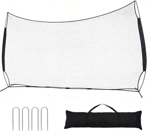16x10FT Sports Barrier Net, Barricade Backstop Net with Upgrade Steel Frame, Protective Net for Baseball, Lacrosse, Soccer, Basketball & More in Kuwait
