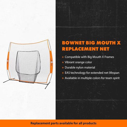 شبكة استبدال ذات فم كبير من Bownet مقاس 7 × 7 بوصات - شبكة تمرين برتقالية متينة - تناسب الفم الأصلي مقاس 7 × 7 أو الفم الكبير - مثالية للتدريب، وتدريبات ملعب البيسبول، وجلسات التدريب، واستخدام التدريب الرياضي in Kuwait