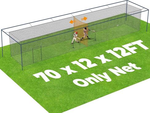 Batting Cage Net, 35'L/55'L/70'L Baseball & Softball Hitting cage Neting for Backyard Garage Park Field, Baseball Cage Net System, Easy to Setup in Kuwait